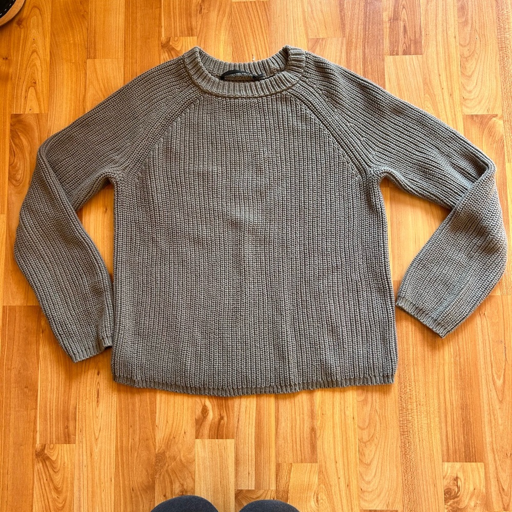 Jenni Kayne cotton fisherman sweater, khaki green XS